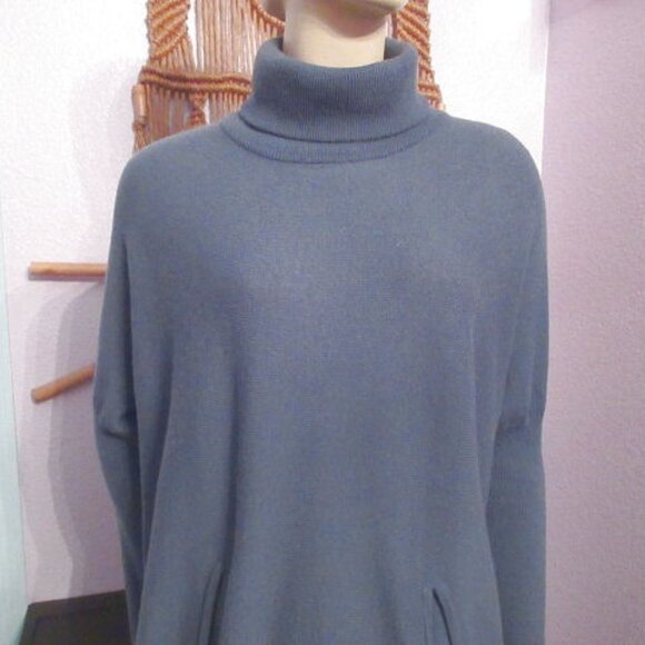 Garnet Hill Cashmere Wool Turtleneck Sweater Size S Pockets Oversized Tunic Soft - Picture 3 of 12